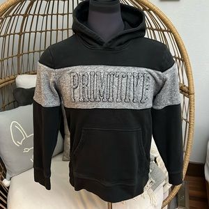 Men’s Primitive Black Hooded Sweatshirt with Kangaroo Pocket
